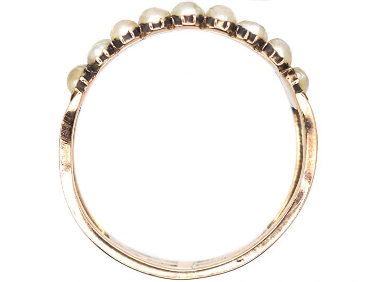 Georgian 9ct Gold Two Row Ring set with Natural Split Pearls