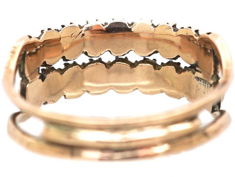 Georgian 9ct Gold Two Row Ring set with Natural Split Pearls