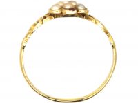 Georgian 9ct Gold Bunch of Grapes Ring set with Natural Split Pearls