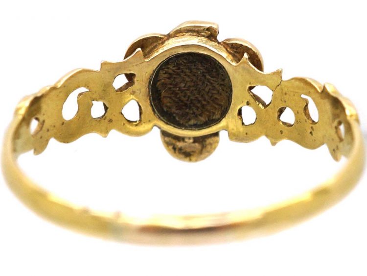 Georgian 9ct Gold Bunch of Grapes Ring set with Natural Split Pearls