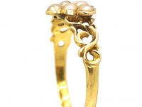 Georgian 9ct Gold Bunch of Grapes Ring set with Natural Split Pearls
