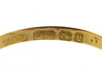 Victorian 18ct Gold Five Stone Ruby & Diamond Carved Half Hoop Ring