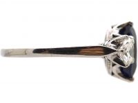 Early 20th Century Platinum, Burma Sapphire & Diamond Three Stone Ring