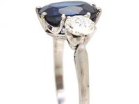 Early 20th Century Platinum, Burma Sapphire & Diamond Three Stone Ring