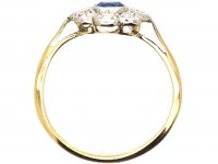 Edwardian 18ct Gold & Platinum, Sapphire & Diamond Oval Cluster Ring