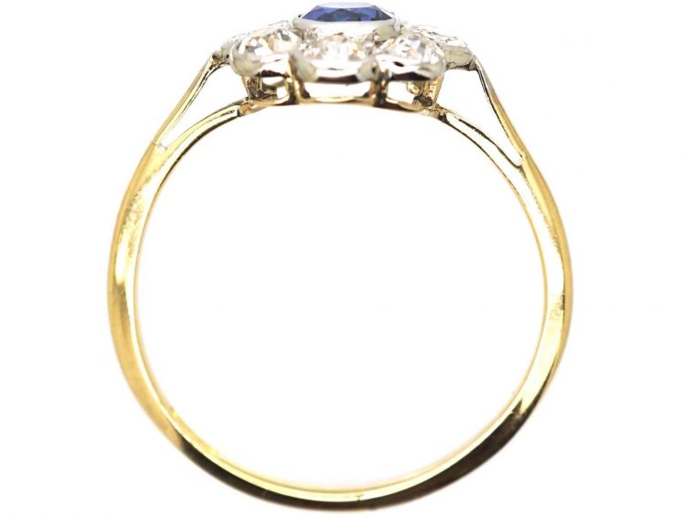 Edwardian 18ct Gold & Platinum, Sapphire & Diamond Oval Cluster Ring
