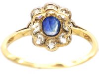 Edwardian 18ct Gold & Platinum, Sapphire & Diamond Oval Cluster Ring