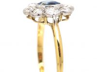 Edwardian 18ct Gold & Platinum, Sapphire & Diamond Oval Cluster Ring