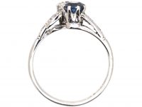 Edwardian 18ct White Gold, Sapphire & Diamond Crossover Ring by Charles Green & Sons