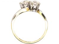 Early 20th Century 18ct Gold & Platinum Two Stone Diamond Crossover Ring