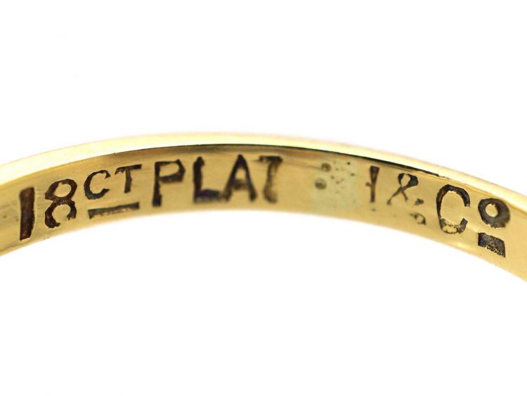 Early 20th Century 18ct Gold & Platinum Two Stone Diamond Crossover Ring