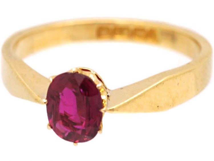 Edwardian 18ct Gold Ruby Solitaire Ring