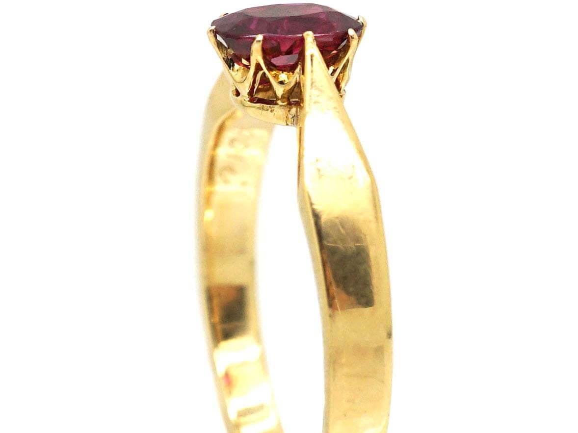 Edwardian 18ct Gold Ruby Solitaire Ring (126Z) | The Antique Jewellery ...
