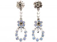 Early 20th Century 18ct White Gold, Sapphire, Diamond & Pearl Drop Earrings