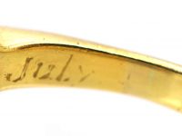 Edwardian 18ct Gold Three Stone Green Garnet & Diamond Ring