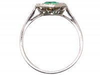 Art Deco Platinum, Hexagonal Emerald & Diamond Ring