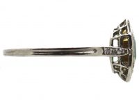Art Deco Platinum, Hexagonal Emerald & Diamond Ring