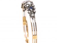 Edwardian 15ct Gold & Silver, Sapphire & Diamond Bangle
