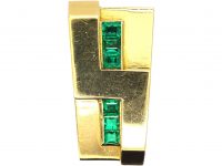 French Art Deco 18ct Gold Clip set with Emeralds by Dumont Buchard et Cie