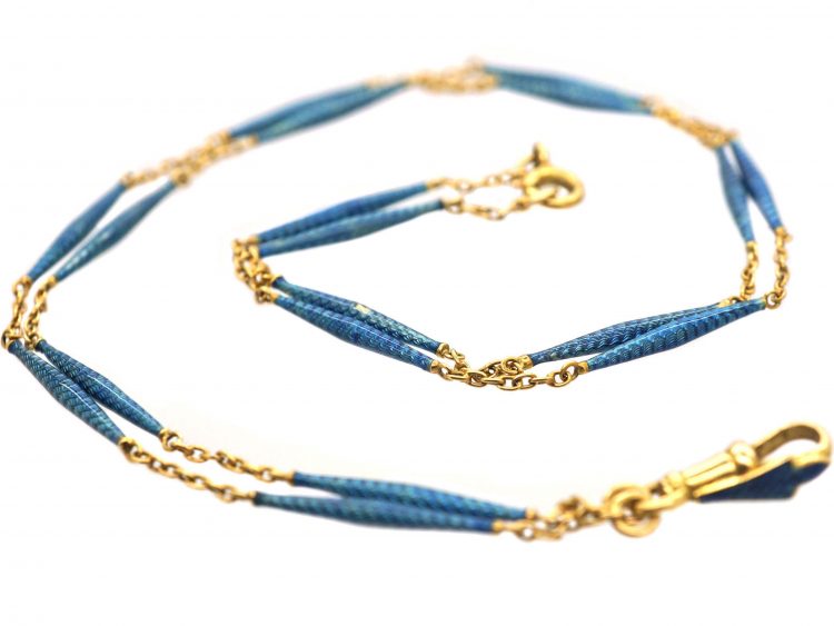 Edwardian 18ct Gold & Blue Enamel Chain with Pendant Fitting