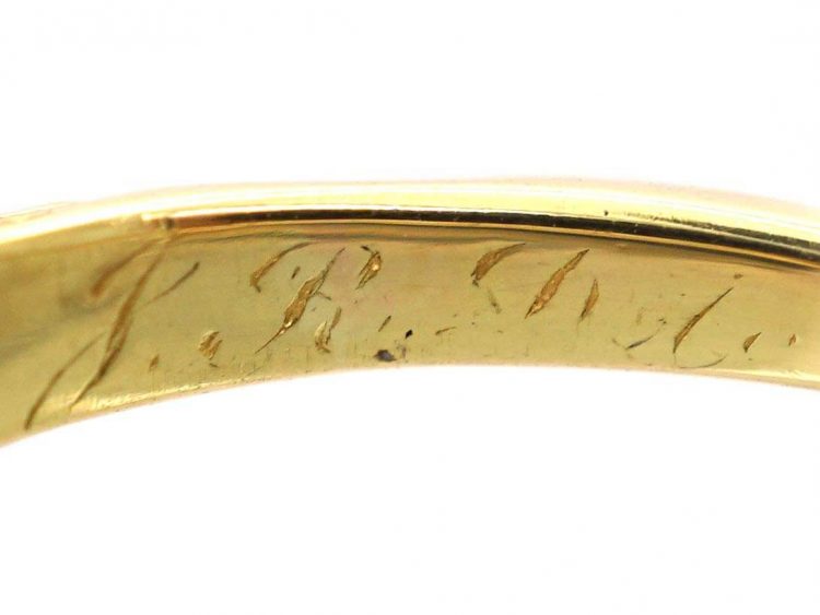 Victorian 18ct Gold Pear Shaped Burma Ruby & Diamond Carved Half Hoop Ring