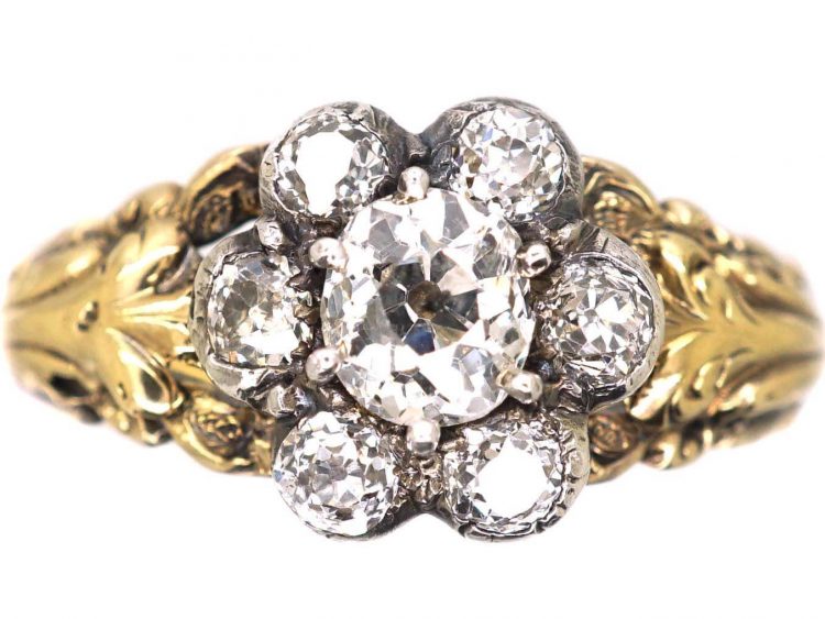 Georgian 15ct Gold Diamond Cluster Ring