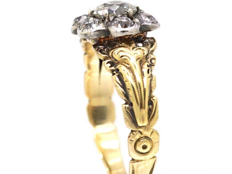 Georgian 15ct Gold Diamond Cluster Ring