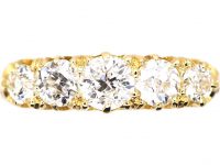Victorian 18ct Gold Five Stone Diamond Ring with Ornate Shoulders