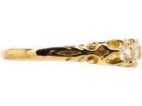 Victorian 18ct Gold Five Stone Diamond Ring with Ornate Shoulders