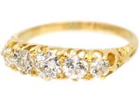 Victorian 18ct Gold Five Stone Diamond Ring with Ornate Shoulders