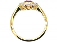 Edwardian 18ct Gold & Platinum Ruby & Diamond Oval Cluster Ring