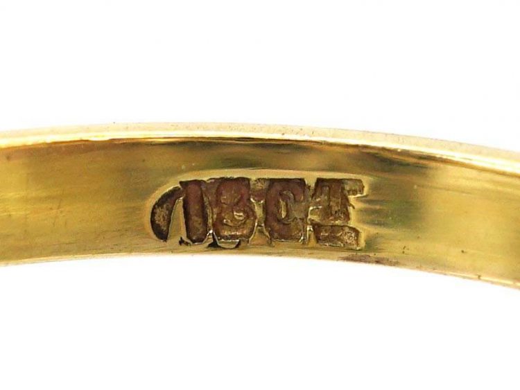 Edwardian 18ct Gold Five Stone Green Garnet & Diamond Ring