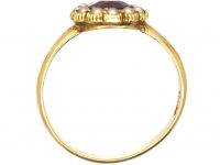 Edwardian 18ct Gold Cluster Ring set with a Garnet & Natural Pearls