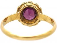 Edwardian 18ct Gold Cluster Ring set with a Garnet & Natural Pearls