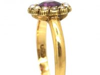 Edwardian 18ct Gold Cluster Ring set with a Garnet & Natural Pearls