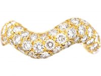 French 18ct Gold 1970s Wave Ring set with Diamonds by Roger Mathon
