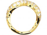 French 18ct Gold 1970s Wave Ring set with Diamonds by Roger Mathon