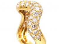 French 18ct Gold 1970s Wave Ring set with Diamonds by Roger Mathon