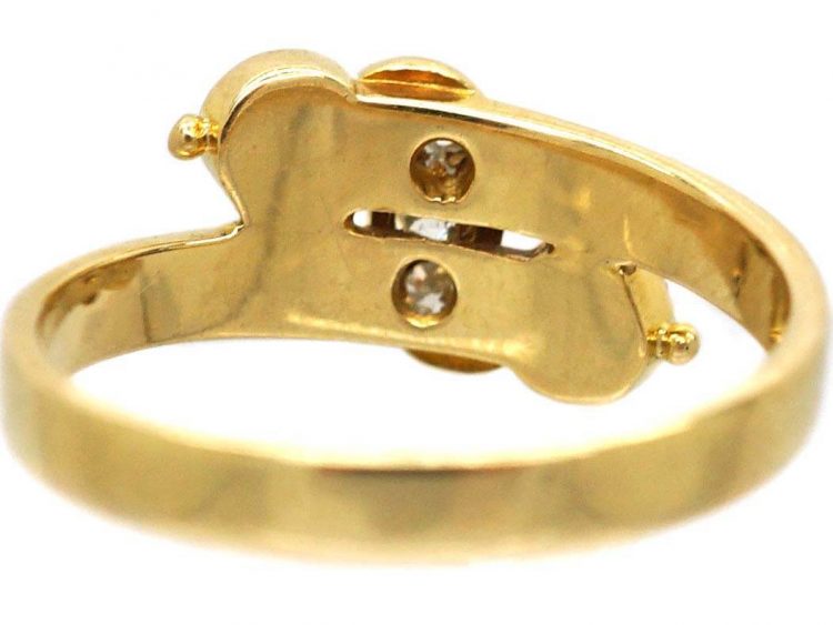Edwardian 18ct Gold Crossover Ring set with Natural Split Pearls & Diamonds