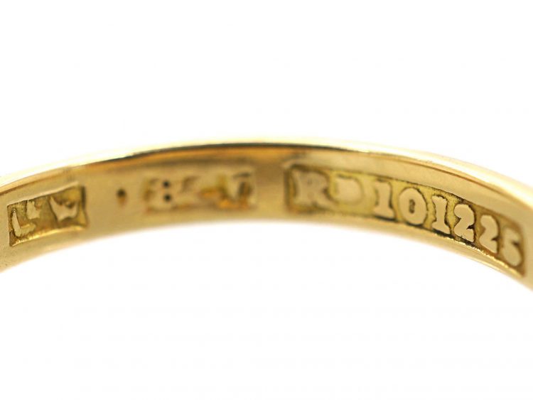 Edwardian 18ct Gold Crossover Ring set with Natural Split Pearls & Diamonds