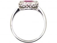 Edwardian Platinum, Pink Sapphire & Diamond Cluster Ring