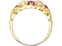 Victorian 18ct Gold Ruby & Diamond Five Stone Ring