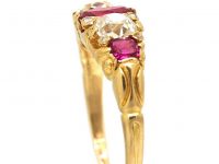Victorian 18ct Gold Ruby & Diamond Five Stone Ring