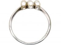 Edwardian 18ct White Gold, Diamond & Natural Pearl Daisy Cluster Ring