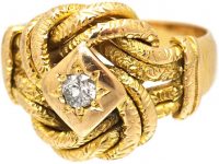 Edwardian 18ct Gold & Diamond Lover's Knot Ring