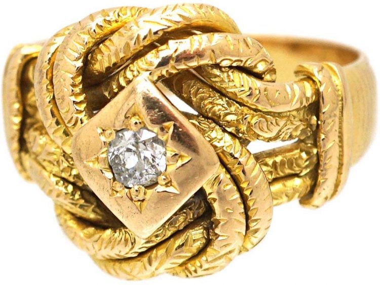 Edwardian 18ct Gold & Diamond Lover's Knot Ring
