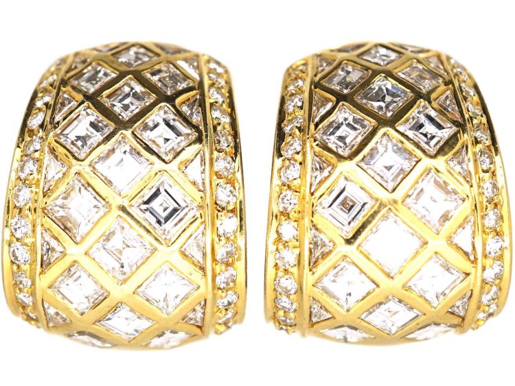 18ct Gold & Diamond Clip On Earrings