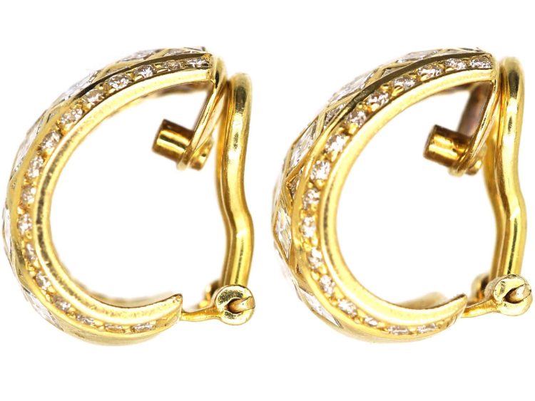18ct Gold & Diamond Clip On Earrings