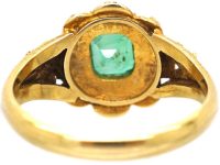 Victorian 18ct Gold Ring set with an Emerald & Natural Split Pearls