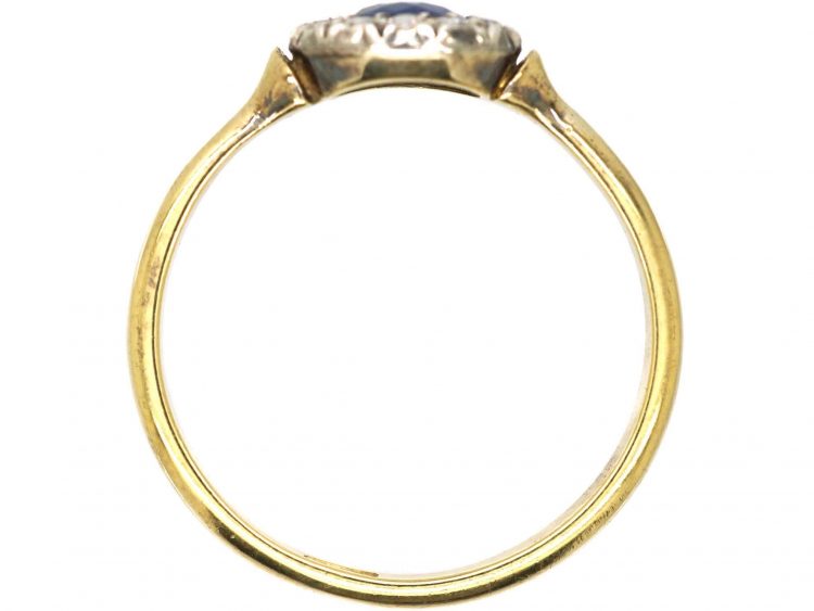 Edwardian 18ct Gold & Platinum, Sapphire & Diamond Cluster Ring